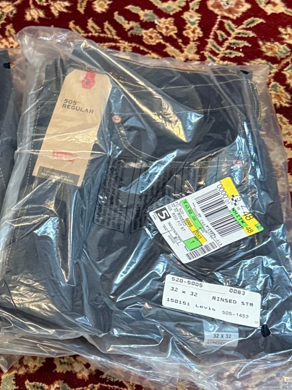 NEW Levi's 505 Men's Rinsed Blue Jeans Stretch 32 x 32